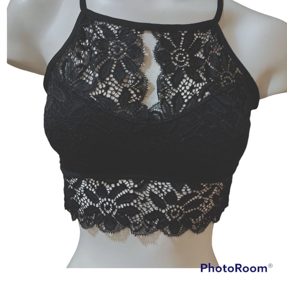 High neck halter lace bralette
